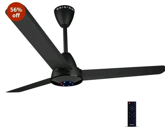 Colorbot Helix BLDC Ceiling Fans 1200mm | BEE 5 Star Rated Power Saver | AeroQuiet+ Technology | 370 RPM | Remote Control (Boost, Timer, LED, Reverse Mode) | 4 Years Warranty (Charcoal Black)