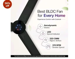 Colorbot Helix BLDC Ceiling Fans 1200mm | BEE 5 Star Rated Power Saver | AeroQuiet+ Technology | 370 RPM | Remote Control (Boost, Timer, LED, Reverse Mode) | 4 Years Warranty (Charcoal Black)