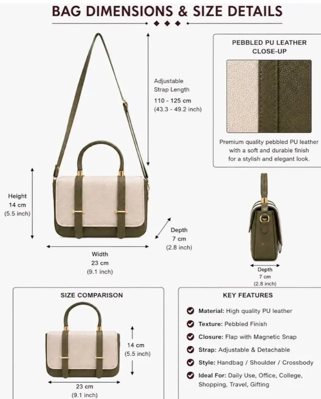 Brand: Generic
DYT Bag for women Shoulder Handbag, with Detachable Adjustable Crossbody Strap, Top Handle, Magnetic Snap Closure, Small Satchel Bag.