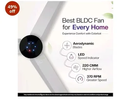 Colorbot Helix BLDC Ceiling Fans 1200mm | BEE 5 Star Rated Power Saver | AeroQuiet+ Technology | 370 RPM | Remote Control (Boost, Timer, LED, Reverse Mode) | 4 Years Warranty (Arctic White)