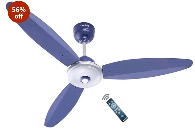 ACTIVA Gracia 1200mm Ceiling Fan with LED Light | 5 Star Energy Saving BLDC Motor | Remote Control, Reversible Mode & Timer | 3 Blade High Speed Ceiling Fan | 4 Year Warranty | Sparkle Blue