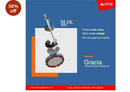 ACTIVA Gracia 1200mm Ceiling Fan with LED Light | 5 Star Energy Saving BLDC Motor | Remote Control, Reversible Mode & Timer | 3 Blade High Speed Ceiling Fan | 4 Year Warranty | Sparkle Blue