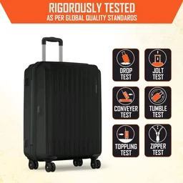Safari Medium Genius Alley 66cm Size Check-in Trolley Bag Hard Case Polypropylene, 4 Spinner Wheels, 360 Degree Wheeling Luggage, Travel Bag, Suitcase for Travel, Trolley Bags for Travel, Black