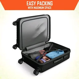 Safari Medium Genius Alley 66cm Size Check-in Trolley Bag Hard Case Polypropylene, 4 Spinner Wheels, 360 Degree Wheeling Luggage, Travel Bag, Suitcase for Travel, Trolley Bags for Travel, Black
