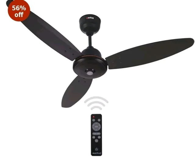 ACTIVA Gracia BLDC Ceiling Fan 1200mm | LED Light Ceiling Fan with Remote Control | 5 Star Rated Energy Efficient Fan | 28W High Speed Motor | Silent 3 Blade Design | Smoke Brown | 5 Year Warranty