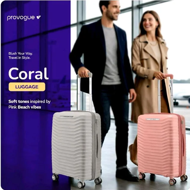 Provogue Coral Hard-Sided PP 65 Cm Trolley Bags for Travel Medium Size | Expandable Luggage Suitcase with 8 Wheels | Combination Lock | 5 Year Warranty (Tea Rose/Redwood)
50+ bought in past month