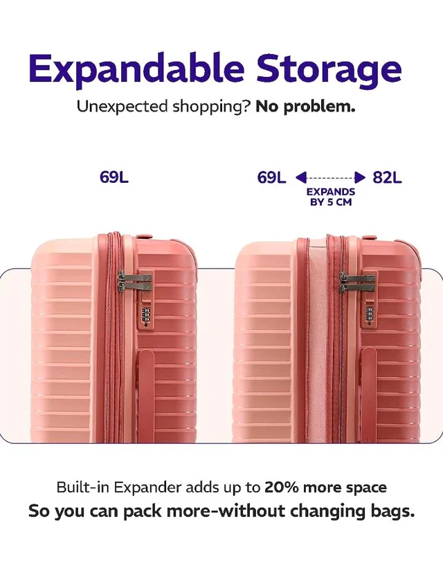 Provogue Coral Hard-Sided PP 65 Cm Trolley Bags for Travel Medium Size | Expandable Luggage Suitcase with 8 Wheels | Combination Lock | 5 Year Warranty (Tea Rose/Redwood)
50+ bought in past month