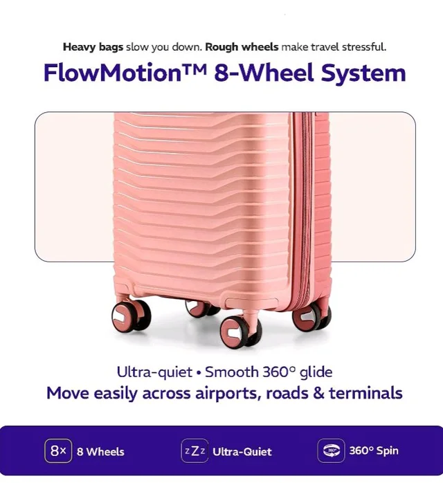 Provogue Coral Hard-Sided PP 65 Cm Trolley Bags for Travel Medium Size | Expandable Luggage Suitcase with 8 Wheels | Combination Lock | 5 Year Warranty (Tea Rose/Redwood)
50+ bought in past month
