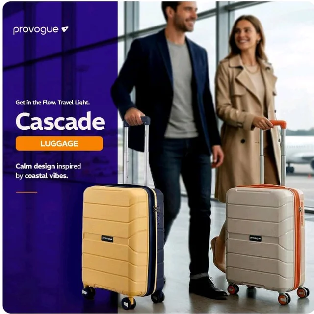 Provogue Cascade Hard-Sided PP 65 Cm Trolley Bags for Travel Medium Size | Expandable Luggage Suitcase with 8 Wheels | Combination Lock | 5 Year Warranty (Timberwolf Grey/Burnt Orange)
100+ bought in past month