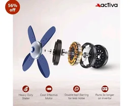 ACTIVA Gracia 600 MM BLDC Ceiling Fan | 4 Blades | 28 Watt | Noiseless Motor with LED Light | Remote Control | Reversible Mode, Timer, Energy Saving, come with 5 Years Warranty (Sparkle Blue)