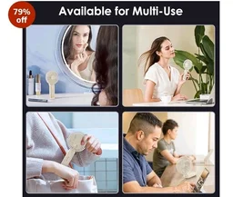 Gesto Portable Fan Rechargeable with LED Light – Foldable Mini Fan, Small Fan,USB Charging Hand Fan with 1200mAh Battery & 3 Speed Modes | Travel, Makeup, Kitchen,Women’s Personal Pankhaa - White