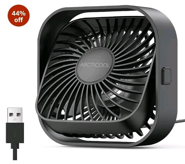 ARCTICOOL Small Table Fan, Mini USB Desk Fan, Strong Airflow & Quiet, USB Powered, 3 Speeds Wind Small USB Fan for Desk, 360° Rotatable for Home Office Table Desktop (4 Inch)
