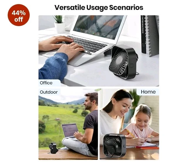 ARCTICOOL Small Table Fan, Mini USB Desk Fan, Strong Airflow & Quiet, USB Powered, 3 Speeds Wind Small USB Fan for Desk, 360° Rotatable for Home Office Table Desktop (4 Inch)