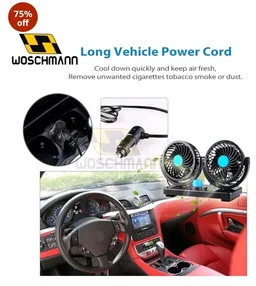 Woschmann Mitchell 12V DC Electric Car Fan for Dashboard, Double Head Cooling Electric Fan, 360 Degree Rotatable Small Fan for Car with 2 Speed Control, ABS Plastic, Dashboard Fan