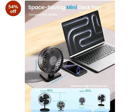 Gaiatop Small Desk Fan, 4.5 Inch Portable 3 Speeds Wind Desktop Table Cooling Fan in Single Button, Adjustment Mini Personal Fan for Home Desktop Office Car Outdoor, Black (Not Battery)