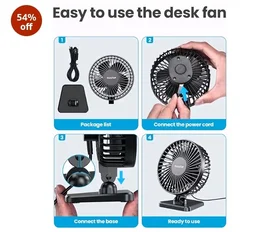 Gaiatop Small Desk Fan, 4.5 Inch Portable 3 Speeds Wind Desktop Table Cooling Fan in Single Button, Adjustment Mini Personal Fan for Home Desktop Office Car Outdoor, Black (Not Battery)