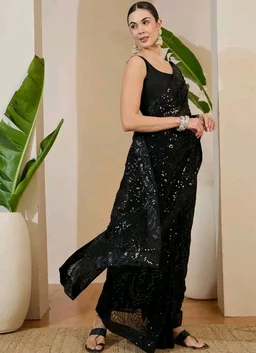 Visit the store
3.8 out of 5 stars 63
AKHILAM Women's Shimmer Pure Georgette Embroidered Ready To Wear one Minute Saree With Unstitched Blouse Piece