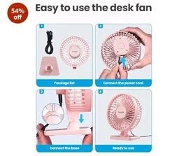 Gaiatop Small Desk Fan, Portable 3 Speeds Wind Desktop Table Cooling Fan in Single Button, Adjustment Mini Personal Fan for Home Desktop Office Car Outdoor