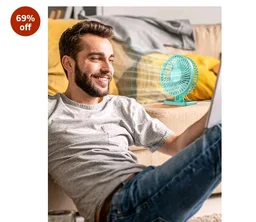 Gaiatop Small Desk Fan, 4.5 Inch Portable 3 Speeds Wind Desktop Table Cooling Fan in Single Button, Adjustment Mini Personal Fan for Home Desktop Office Car Outdoor, Black (Not Battery) (light green