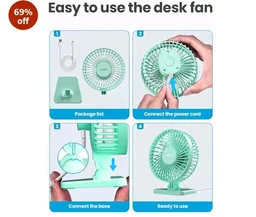 Gaiatop Small Desk Fan, 4.5 Inch Portable 3 Speeds Wind Desktop Table Cooling Fan in Single Button, Adjustment Mini Personal Fan for Home Desktop Office Car Outdoor, Black (Not Battery) (light green