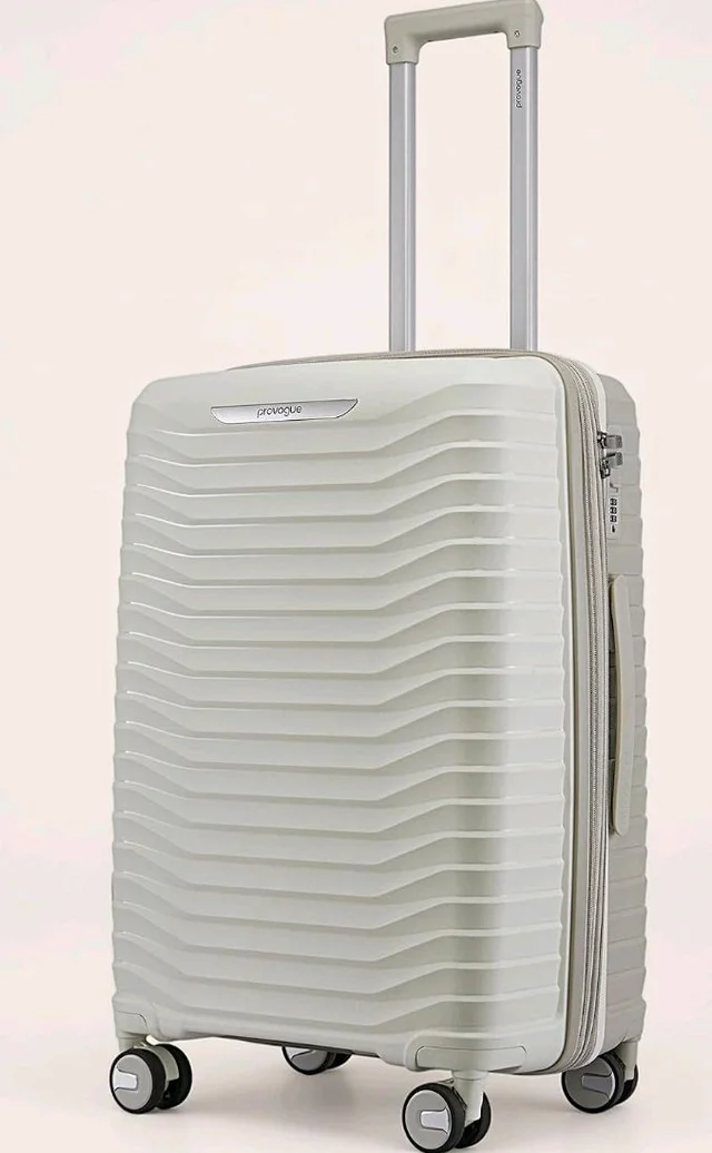 Provogue Coral Hard-Sided PP 65 Cm Trolley Bags for Travel Medium Size | Expandable Luggage Suitcase with 8 Wheels | Combination Lock | 5 Year Warranty (Grey Cloud/Timberwolf Grey)