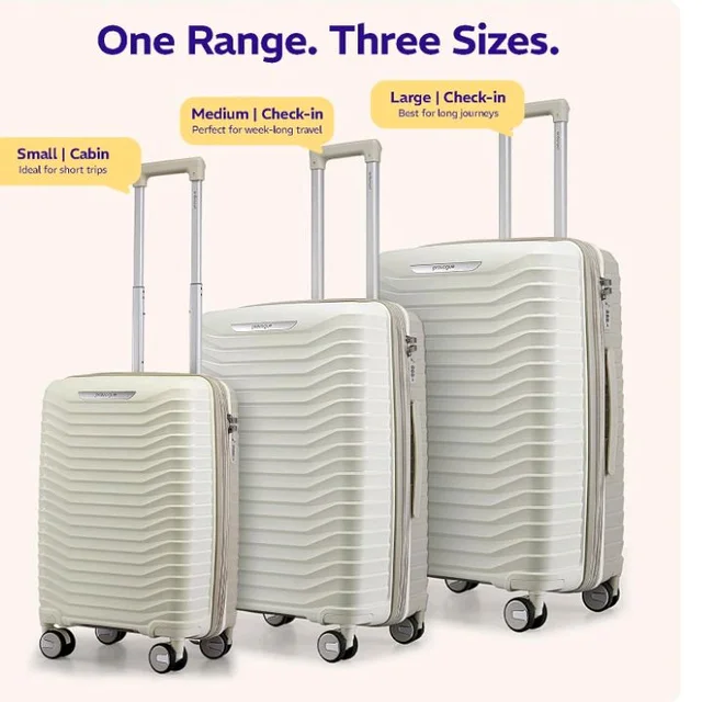 Provogue Coral Hard-Sided PP 65 Cm Trolley Bags for Travel Medium Size | Expandable Luggage Suitcase with 8 Wheels | Combination Lock | 5 Year Warranty (Grey Cloud/Timberwolf Grey)