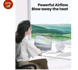 Gaiatop Small Desk Fan, 4.5 Inch Portable 3 Speeds Wind Desktop Table Cooling Fan in Single Button, Adjustment Mini Personal Fan for Home Desktop Office Car Outdoor, Black (Not Battery) (White)