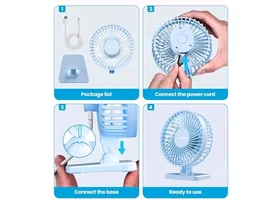 Gaiatop Small Desk Fan, 4.5 Inch Portable 3 Speeds Wind Desktop Table Cooling Fan in Single Button, Adjustment Mini Personal Fan for Home Desktop Office Car Outdoor, Black (Not Battery) (Sky Blue)