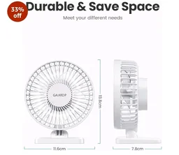 Gaiatop Small Desk Fan, Portable 3 Speeds Wind Desktop Table Cooling Fan in Single Button, Adjustment Mini Personal Fan for Home Desktop Office Car Outdoor (White)