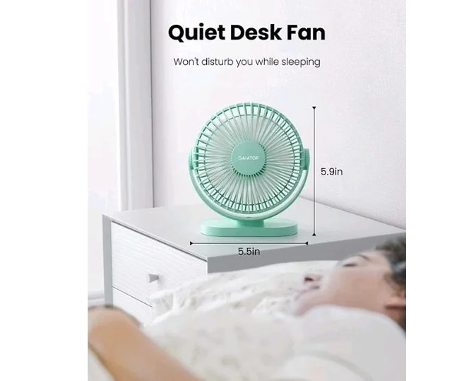 Gaiatop Small Desk Fan, 4.5 Inch Portable 3 Speeds Wind Desktop Table Cooling Fan in Single Button, Adjustment Mini Personal Fan for Home Desktop Office Car Outdoor, Black (Not Battery) (Dark Green)
