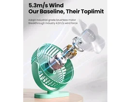 Gaiatop Small Desk Fan, 4.5 Inch Portable 3 Speeds Wind Desktop Table Cooling Fan in Single Button, Adjustment Mini Personal Fan for Home Desktop Office Car Outdoor, Black (Not Battery) (Dark Green)