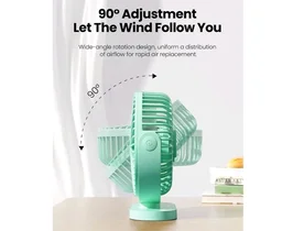 Gaiatop Small Desk Fan, 4.5 Inch Portable 3 Speeds Wind Desktop Table Cooling Fan in Single Button, Adjustment Mini Personal Fan for Home Desktop Office Car Outdoor, Black (Not Battery) (Dark Green)