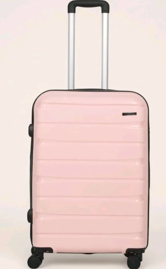 Teakwood Medium Cabin Size 8 Wheels Trolley Bag, Hard Cabin with Zipper Closure, Adjustable Push Button & Cross Side Strap, TSA Lock System 360 Degree (Medium, Rose)