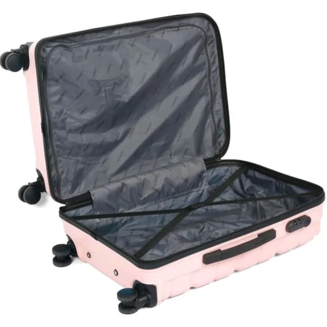 Teakwood Medium Cabin Size 8 Wheels Trolley Bag, Hard Cabin with Zipper Closure, Adjustable Push Button & Cross Side Strap, TSA Lock System 360 Degree (Medium, Rose)