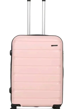 Teakwood Medium Cabin Size 8 Wheels Trolley Bag, Hard Cabin with Zipper Closure, Adjustable Push Button & Cross Side Strap, TSA Lock System 360 Degree (Medium, Rose)