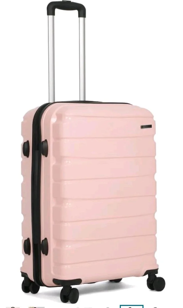 Teakwood Medium Cabin Size 8 Wheels Trolley Bag, Hard Cabin with Zipper Closure, Adjustable Push Button & Cross Side Strap, TSA Lock System 360 Degree (Medium, Rose)