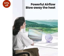 Gaiatop Small Desk Fan, 4.5 Inch Portable 3 Speeds Wind Desktop Table Cooling Fan in Single Button, Adjustment Mini Personal Fan for Home Desktop Office Car Outdoor, Black (Not Battery) (Purple)