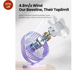 Gaiatop Small Desk Fan, 4.5 Inch Portable 3 Speeds Wind Desktop Table Cooling Fan in Single Button, Adjustment Mini Personal Fan for Home Desktop Office Car Outdoor, Black (Not Battery) (Purple)