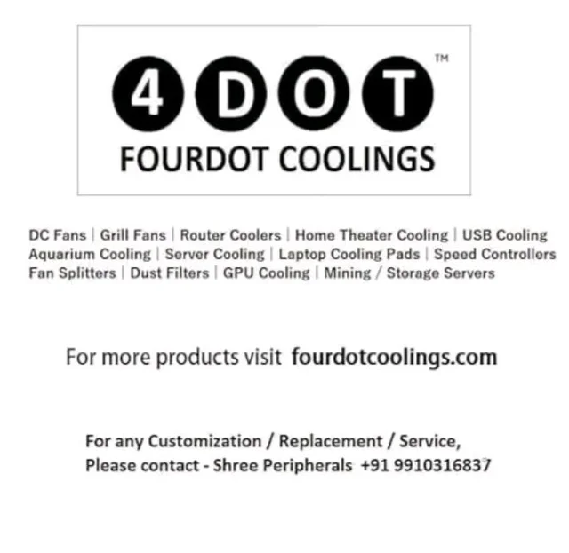 4 DOT FOURDOT COOLINGS 80Mm 3Inch Fan 5V Dc With Usb Connector Model 8025,Desktops, Laptops, Servers, Projectors, Gaming Consoles