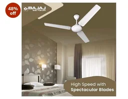 Bajaj Frore 1200 MM (48") Stars Rated Ceiling Fans for Home | BEE 1 star Rated Energy Efficient Ceiling Fan | Rust Free Coating for Long Life | High Air Delivery | 2-Yr Warranty 【White】