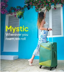 American Tourister Mystic | Cabin Trolley Bag (58 cm) | 360° 4 Wheel Travel Luggage | 1 Compartments | Soft Luggage Polyester Expandable Suitcase | Combination Lock | 3 Years Warranty | Piquant Green
