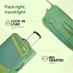 American Tourister Mystic | Cabin Trolley Bag (58 cm) | 360° 4 Wheel Travel Luggage | 1 Compartments | Soft Luggage Polyester Expandable Suitcase | Combination Lock | 3 Years Warranty | Piquant Green