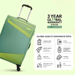 American Tourister Mystic | Cabin Trolley Bag (58 cm) | 360° 4 Wheel Travel Luggage | 1 Compartments | Soft Luggage Polyester Expandable Suitcase | Combination Lock | 3 Years Warranty | Piquant Green