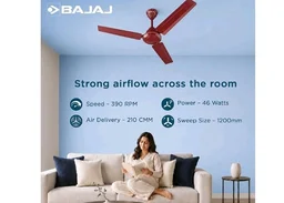 Bajaj Frore 1200 MM (48") 1 Star Rated Ceiling Fans For Home | BEE Star Rated Energy Efficient Ceiling Fan | Rust Free Coating For Long Life | High Air Delivery | 2-Yr Warranty 【Brown】