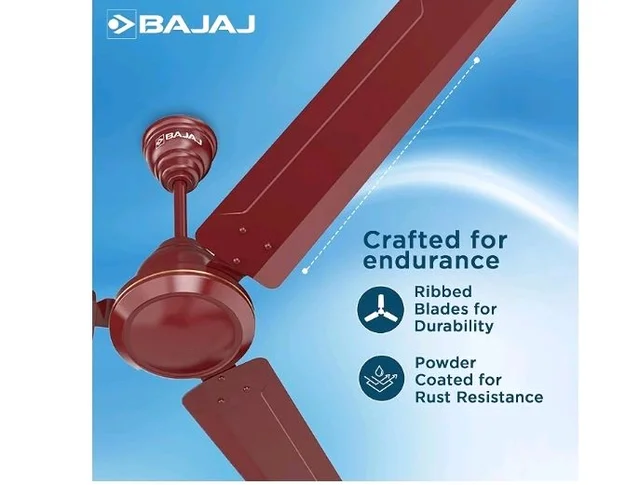 Bajaj Frore 1200 MM (48") 1 Star Rated Ceiling Fans For Home | BEE Star Rated Energy Efficient Ceiling Fan | Rust Free Coating For Long Life | High Air Delivery | 2-Yr Warranty 【Brown】