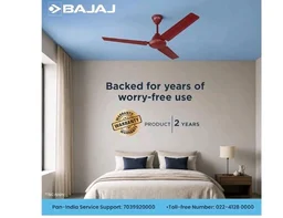 Bajaj Frore 1200 MM (48") 1 Star Rated Ceiling Fans For Home | BEE Star Rated Energy Efficient Ceiling Fan | Rust Free Coating For Long Life | High Air Delivery | 2-Yr Warranty 【Brown】