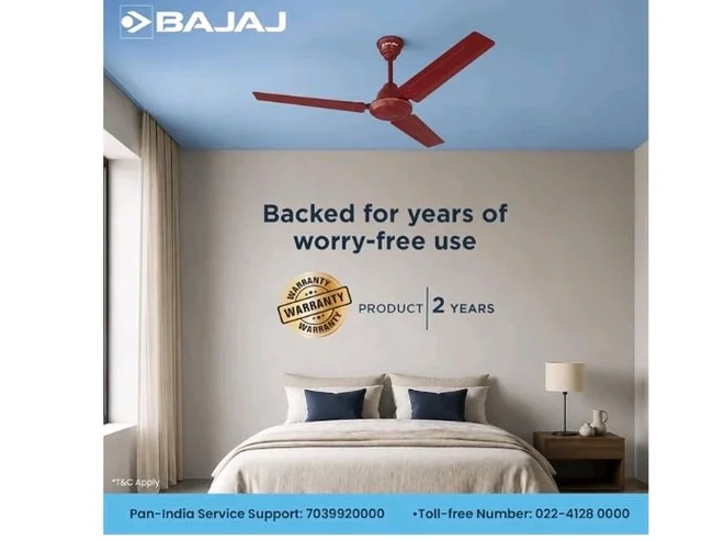 Bajaj Frore 1200 MM (48") 1 Star Rated Ceiling Fans For Home | BEE Star Rated Energy Efficient Ceiling Fan | Rust Free Coating For Long Life | High Air Delivery | 2-Yr Warranty 【Brown】