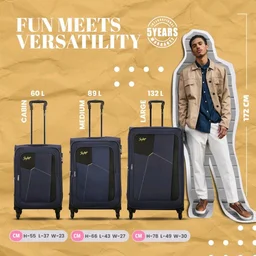 Skybags Rubik Soft Case Medium Size (Check-in) Trolley Bag, Blue
Spacious, Lightweight, Front Pocket, Durable Polyester Case Travel Luggage, Combination Lock, 5-Year Global Warranty
200+ bought in past month