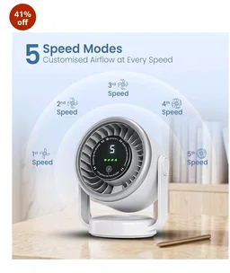 Portronics Toofan X Desk & Hanging Fan with Digital Display, 5 Speed Modes, Touch Control, 4000mAh Rechargeable Battery, 2500 RPM BLDC Motor, Type-C Charging, 7-Blade Airflow, Up to 6 Hours Runtime