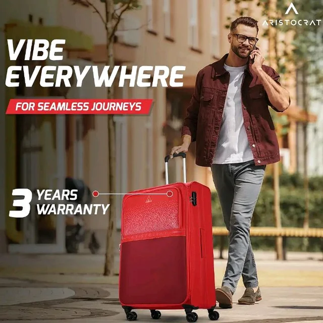Aristocrat Drift Soft Case Medium Size 8-Wheel Trolley Bag, Red
Spacious, Zipper Expander, Front Pocket, Durable Polyester Case, Combination Lock, Travel Luggage, 3-Year Global Warranty
50+ bought in past month